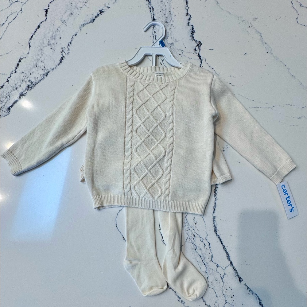 Carter’s Baby Girls 2-Piece Knit Sweater & Footed Tights Set 24 Months NWT